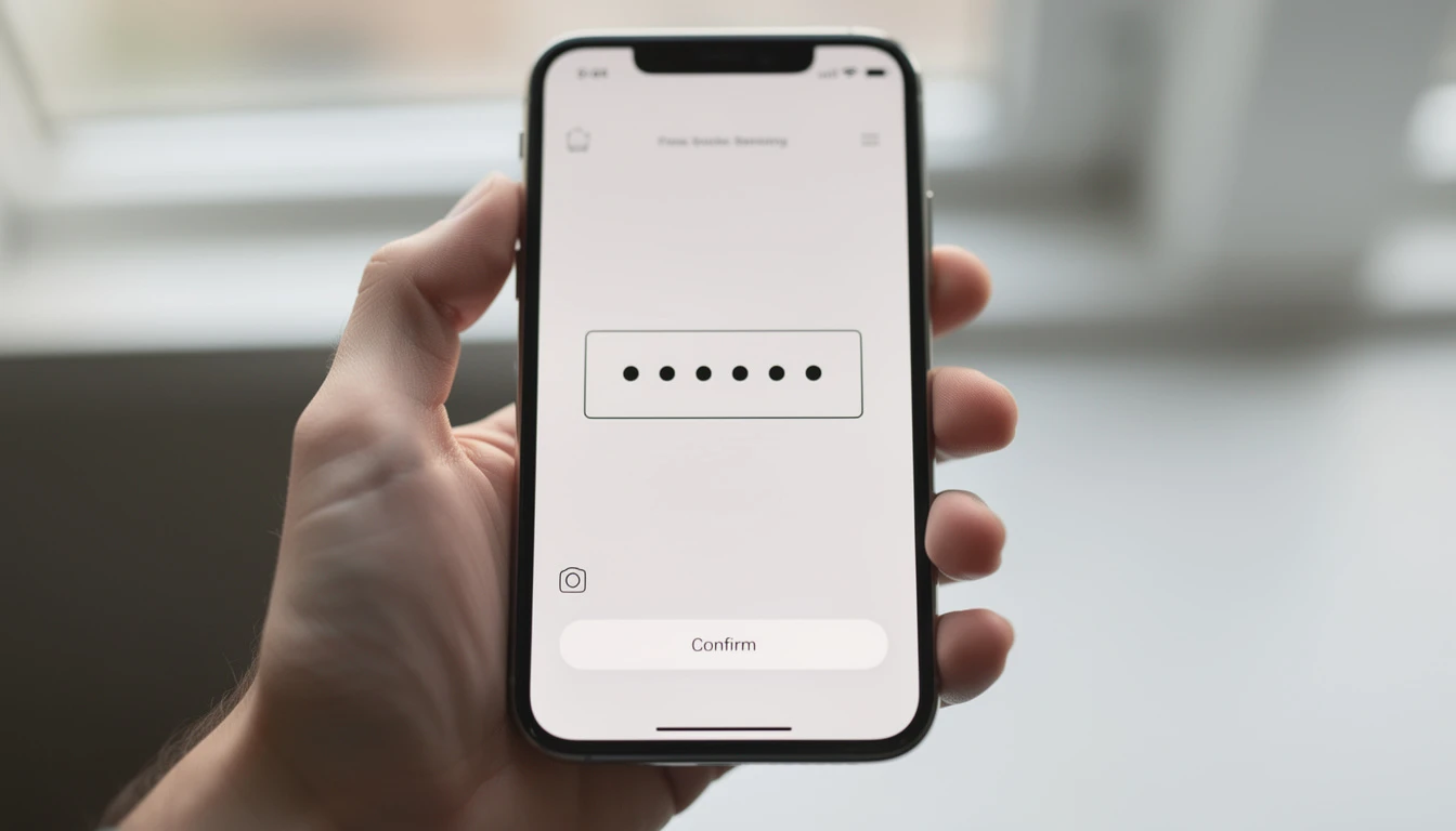 Smartfon w dłoni z sześciocyfrowym kodem na ekranie aplikacji bankowej