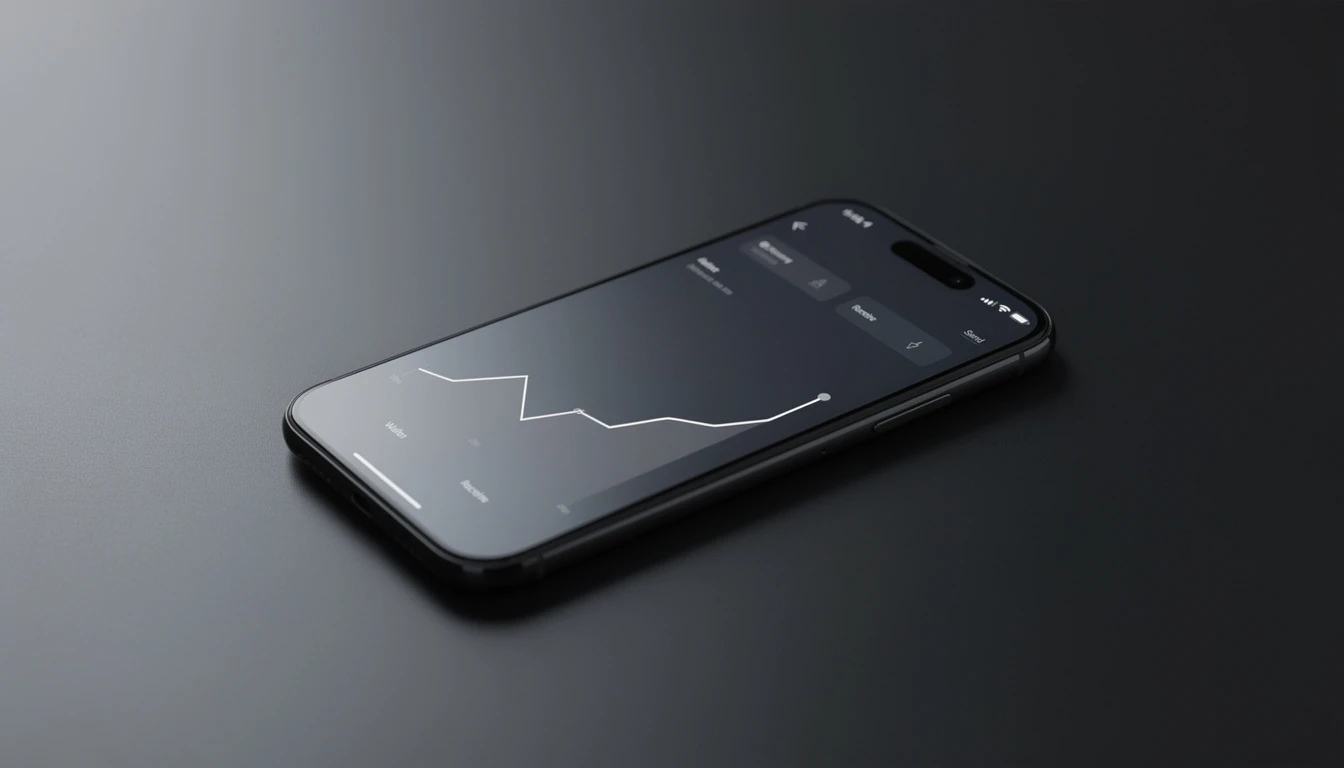 Smartfon z ekranem aplikacji portfela kryptowalutowego